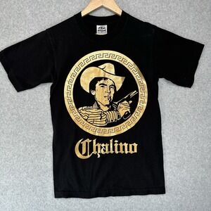 Chalino Sanchez Gold Round Picture Cotton Black Unisex T-shirt‎